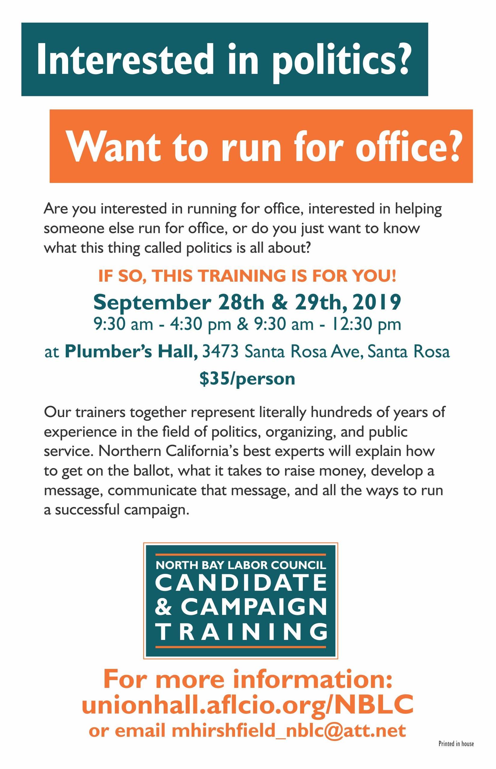NBLC  Campaign and Candidate Training, 9/28-29
