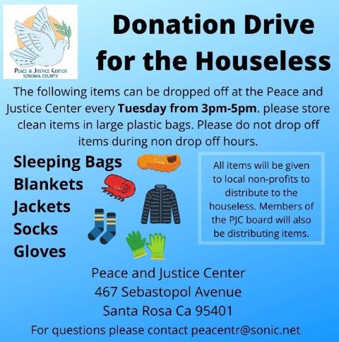 PJC Donation Drive for the Homeless
