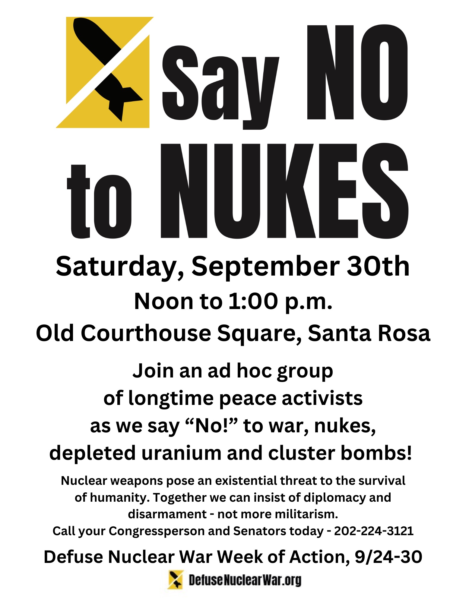 Say No to Nukes, 9/30/23, noon to 1pm