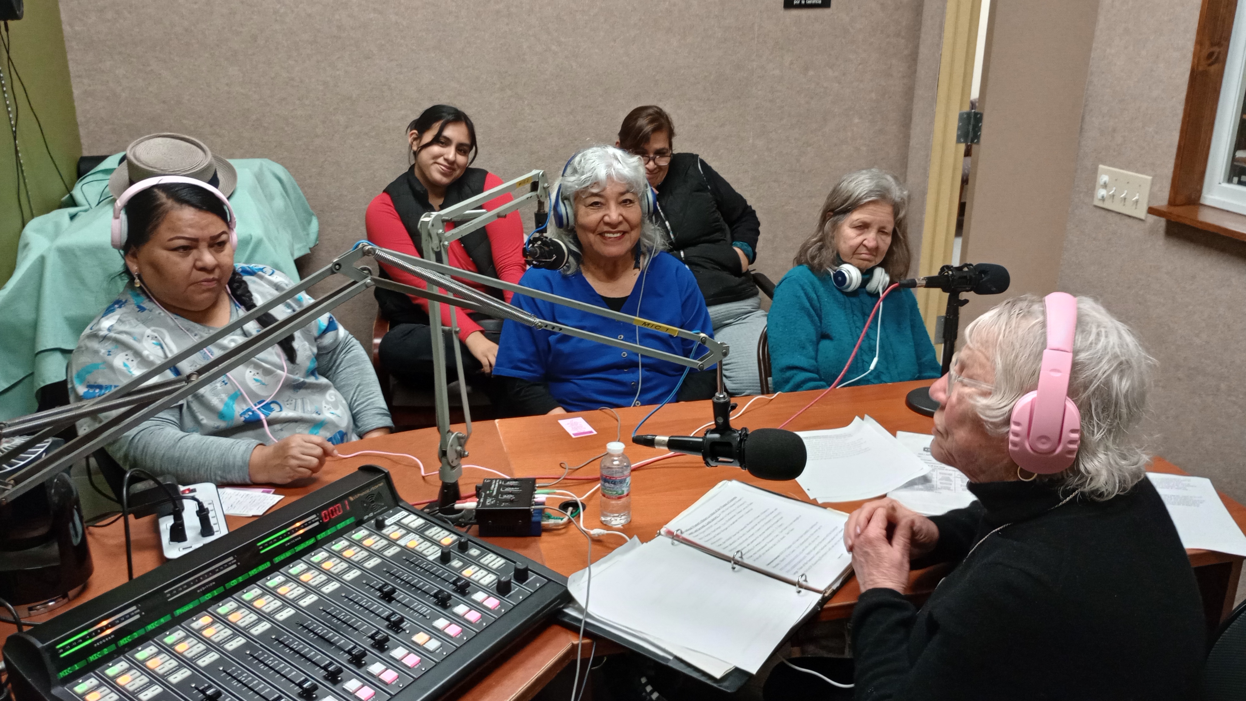 Women producing radio at KBBF:  Ana Salgado_Alisha a Wendy Valazquez_Alicia Sanchez_Lois Perlman_Elaine B Holtz