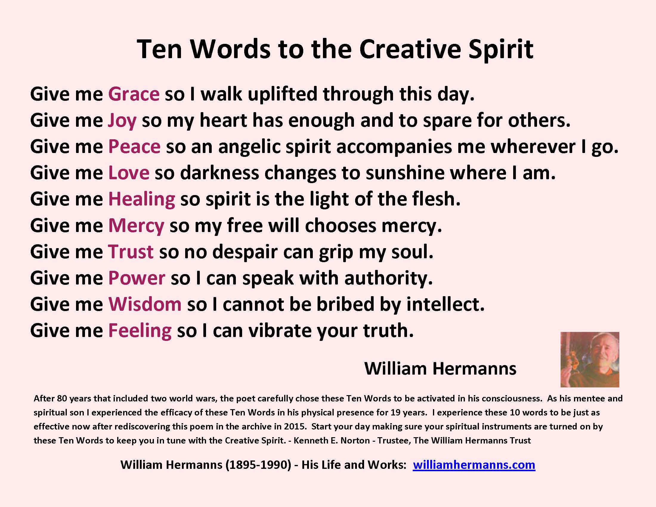 Ten words the Creative Spriit by William Hermanns