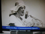 Elaine Pine (Holtz) giving Commencement Speech at Sonoma State University in 1975