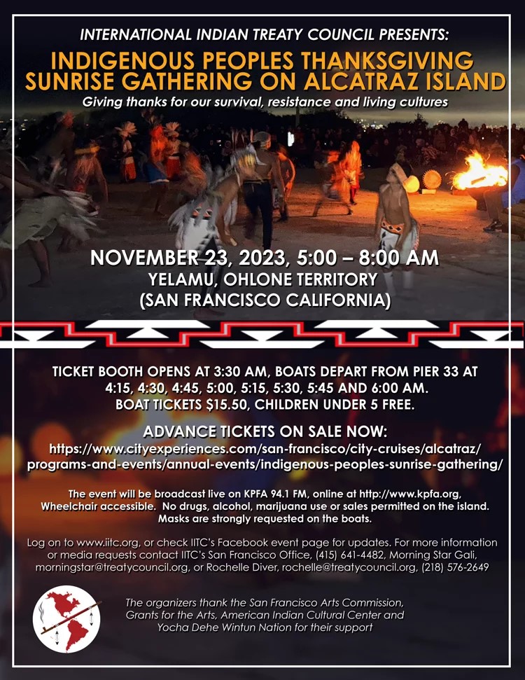 Indigenous Peoples Thanksgiving Sunrise Gathering on Alcatraz Island 2023